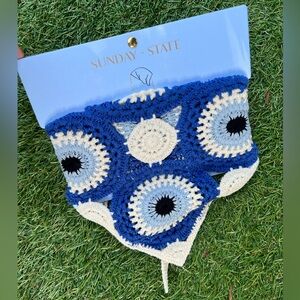 Evil Eye Crochet Knit Hair Hankerchief